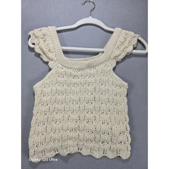 Haute Hippie Kids Style Girls Crochet Lace Tank Top 12 Lined Resort Boho Beachy - Picture 1 of 9